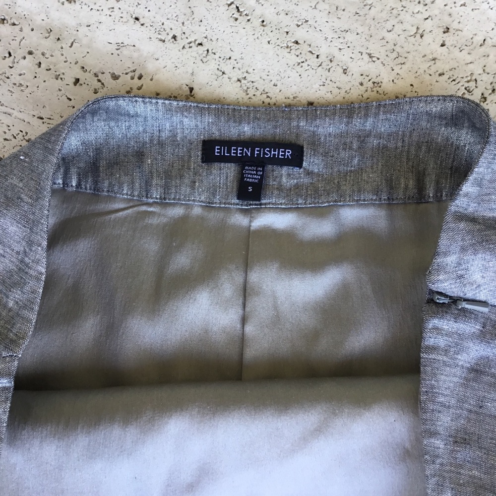 Eileen Fisher Glimmer Linen Faux Wrap Skirt - S - Picture 5 of 7